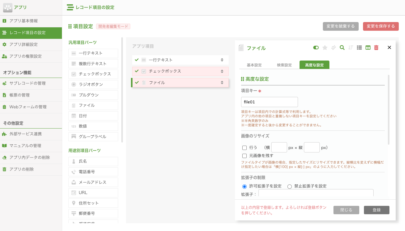 ファイル項目の詳細設定 – サスケWorksヘルプセンター